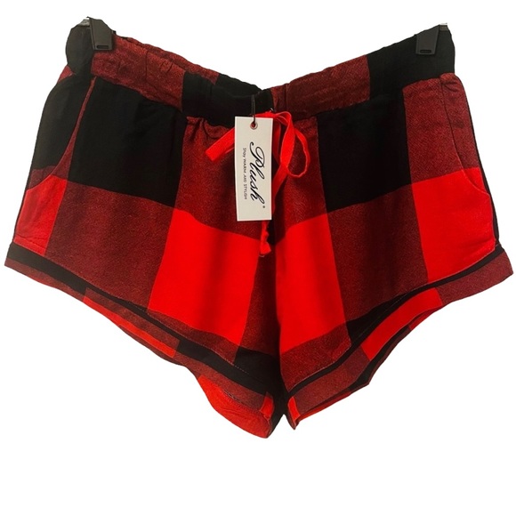 NIP Plush Revolve Ultra Soft Buffalo Plaid Pajama PJ Set Red Black Womens XS S L - Picture 4 of 11